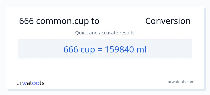 تبدیل 666 فنجان‌ها به میلی‌لیتر
