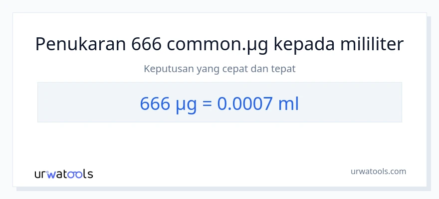 666 micrograms to milliliters conversion