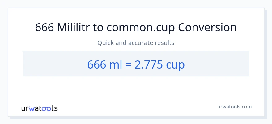 Konverze z mililitrů na šálky: 666