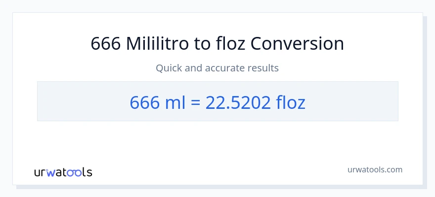666 mga mililitro patungong mga onsa ng likido na conversion