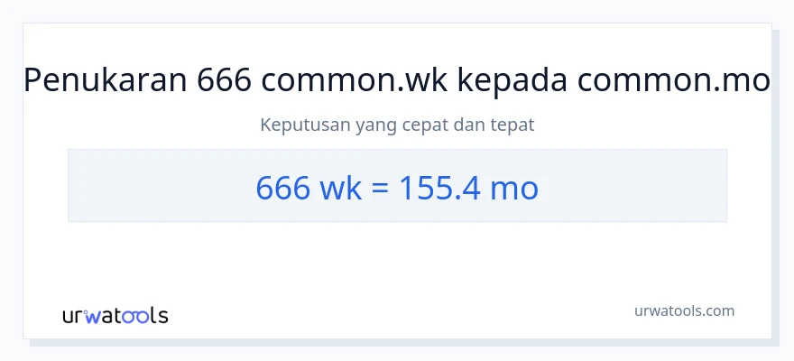 666 Weeks to Months conversion