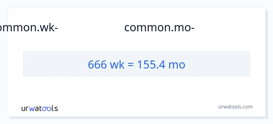 666 ആഴ്ചകൾ ൽ നിന്ന് മാസങ്ങൾ ലേക്ക് പരിവർത്തനം