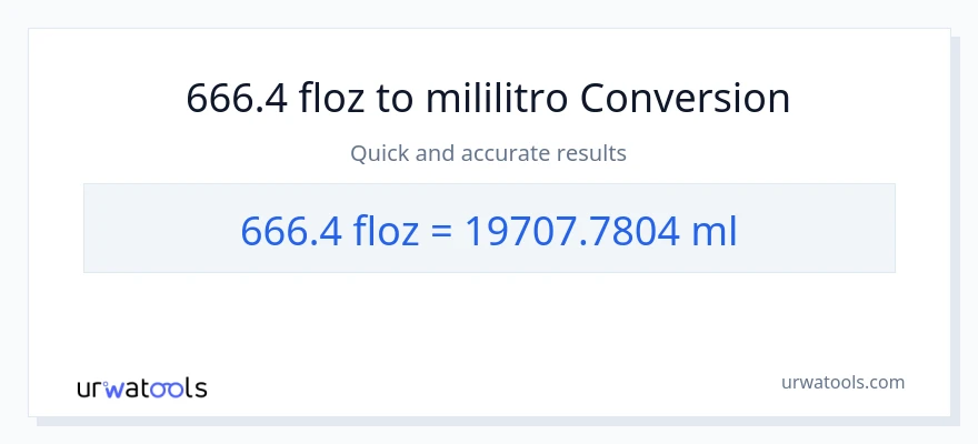 666.4 mga onsa ng likido patungong mga mililitro na conversion