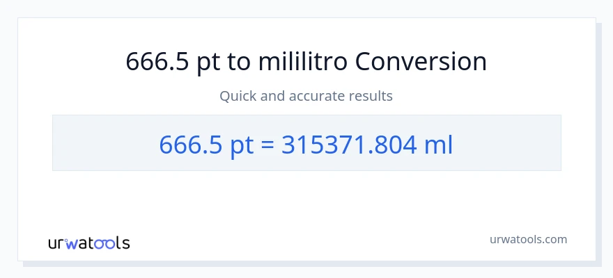 666.5 Pints patungong mga mililitro na conversion
