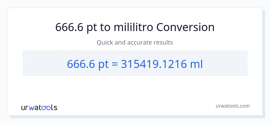 666.6 Pints patungong mga mililitro na conversion