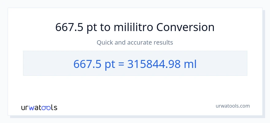 667.5 Pints patungong mga mililitro na conversion