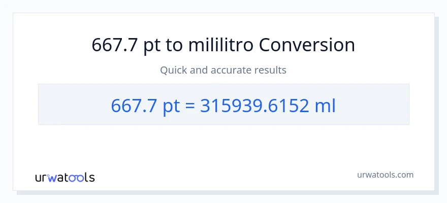 667.7 Pints patungong mga mililitro na conversion