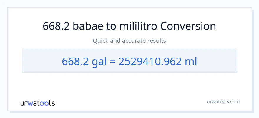 668.2 Mga galon patungong mga mililitro na conversion
