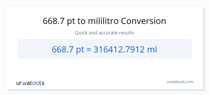 668.7 Pints patungong mga mililitro na conversion