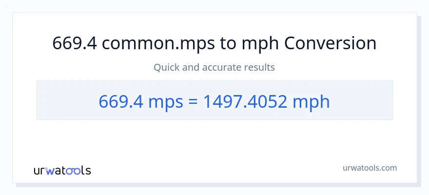 669.4 Meters Per Second patungong milya kada oras na conversion