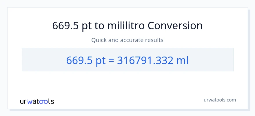 669.5 Pints patungong mga mililitro na conversion