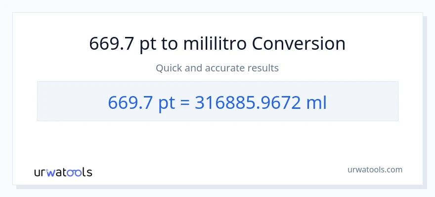 669.7 Pints patungong mga mililitro na conversion