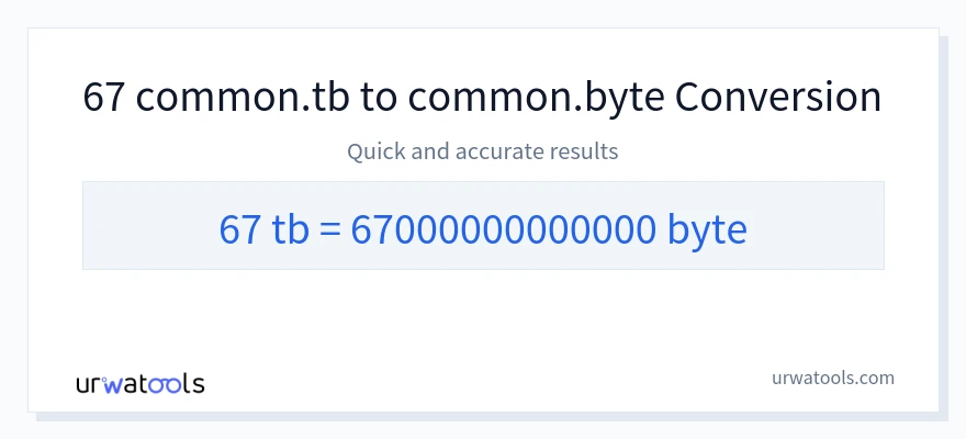 67 Terabytes 到 Bytes 轉換