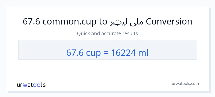 67.6 پيالې ته ملی لیټرونه بدلون