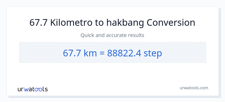 67.7 Kilometro patungong mga hakbang na conversion