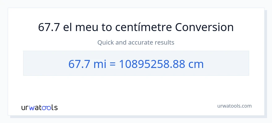 Conversió de 67.7 milles a Centímetres