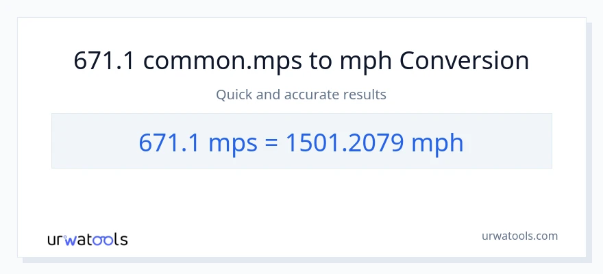 671.1 Meters Per Second patungong milya kada oras na conversion