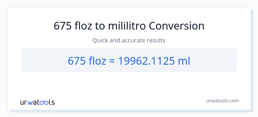 675 mga onsa ng likido patungong mga mililitro na conversion