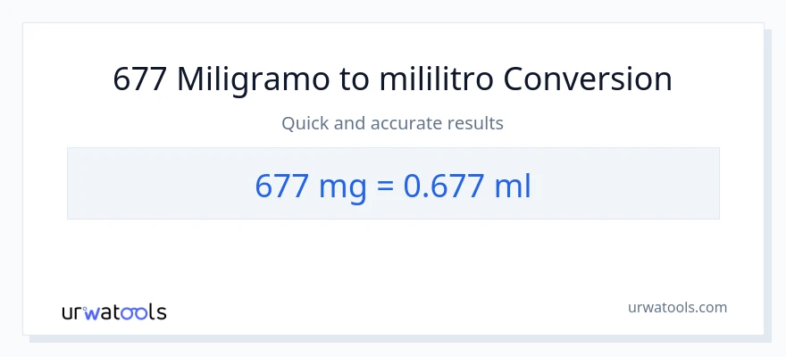 677 miligramo patungong mga mililitro na conversion