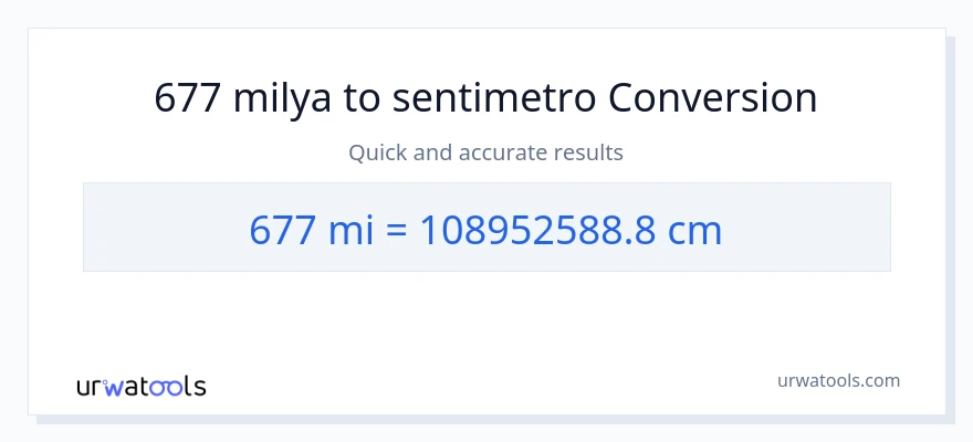677 milya patungong Mga Sentimetro na conversion