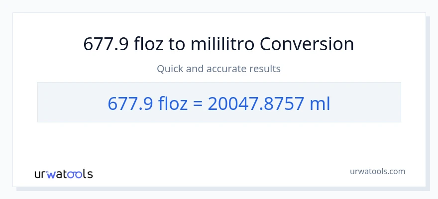 677.9 mga onsa ng likido patungong mga mililitro na conversion
