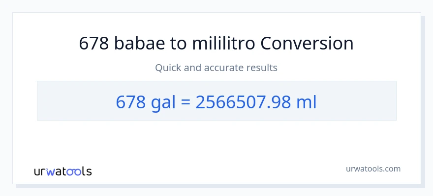 678 Mga galon patungong mga mililitro na conversion
