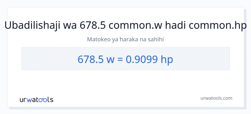 Ubadilishaji wa 678.5 wati hadi farasi