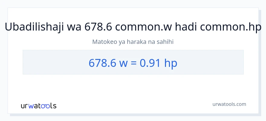 Ubadilishaji wa 678.6 wati hadi farasi