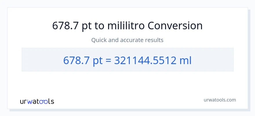 678.7 Pints patungong mga mililitro na conversion