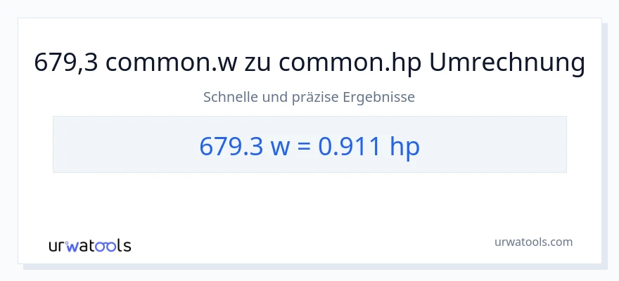 679.3 Watt zu PS Umwandlung