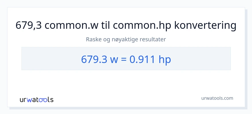 679.3 watt til hestekrefter konvertering
