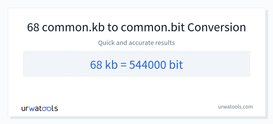 68 Kilobytes 到 Bits 轉換
