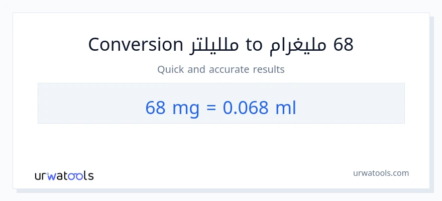 التحويل من 68 ملليغرام إلى ملليلتر