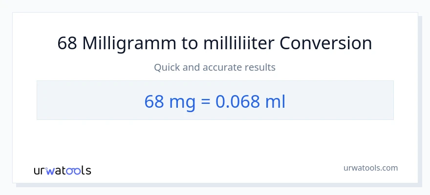 68 milligrammi konversioon milliliitrid-ks