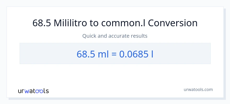 68.5 mga mililitro patungong Liters na conversion