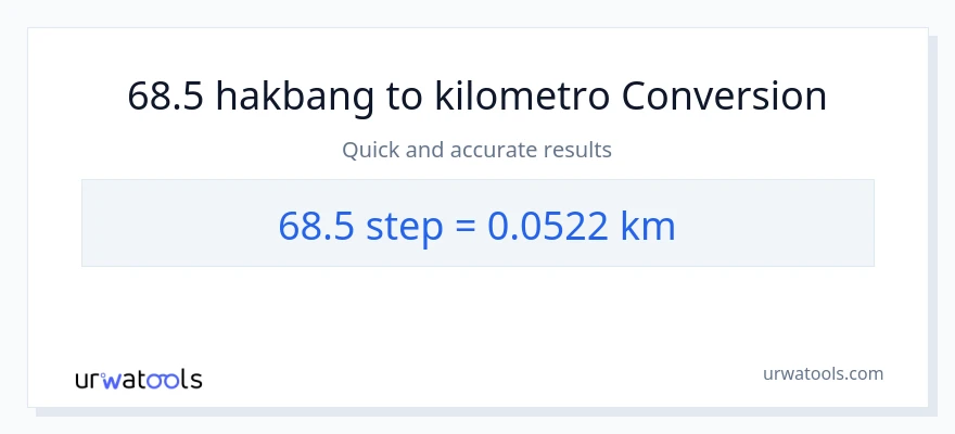 68.5 mga hakbang patungong Kilometro na conversion