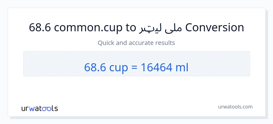 68.6 پيالې ته ملی لیټرونه بدلون
