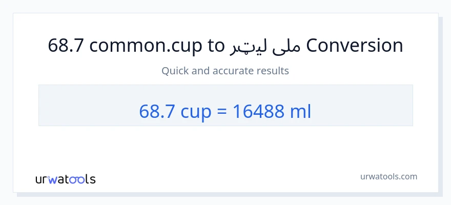 68.7 پيالې ته ملی لیټرونه بدلون