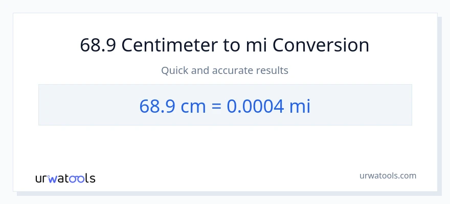 68.9 Centimeter til miles konvertering