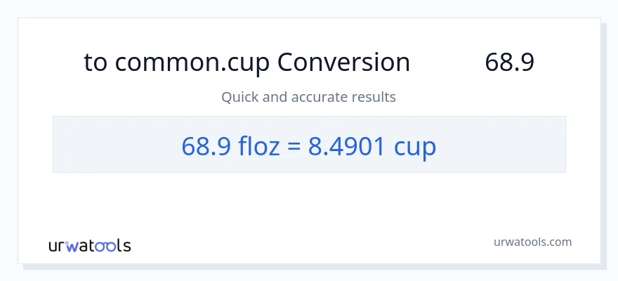 تبدیل 68.9 اونس مایع به فنجان‌ها