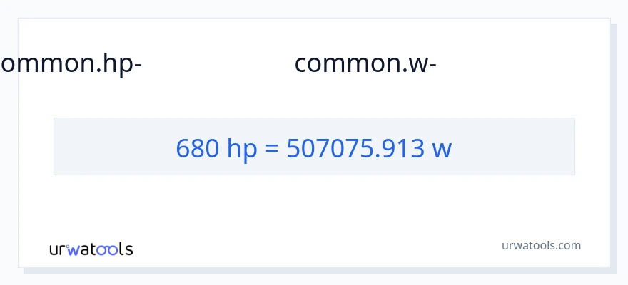 680 കുതിരശക്തി ൽ നിന്ന് വാട്ട്സ് ലേക്ക് പരിവർത്തനം