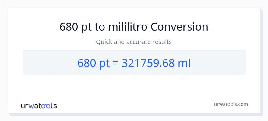 680 Pints patungong mga mililitro na conversion