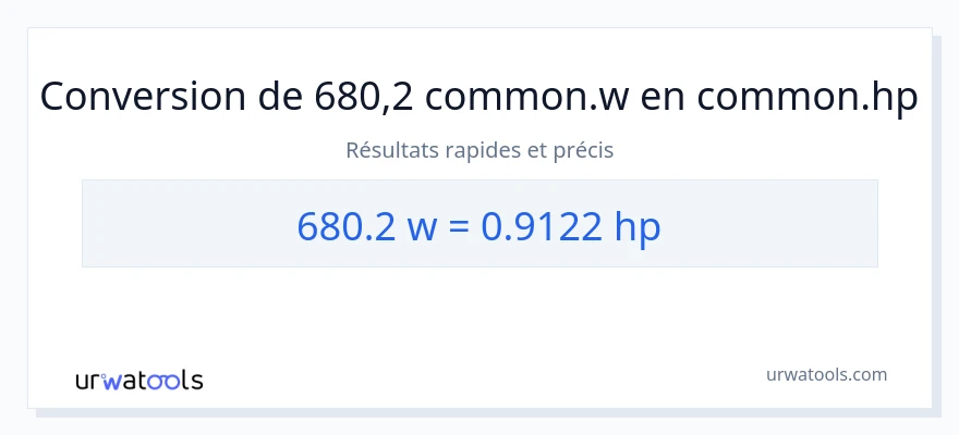 Conversion 680.2 watts vers chevaux-vapeur