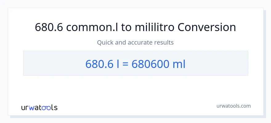 680.6 Liters patungong mga mililitro na conversion