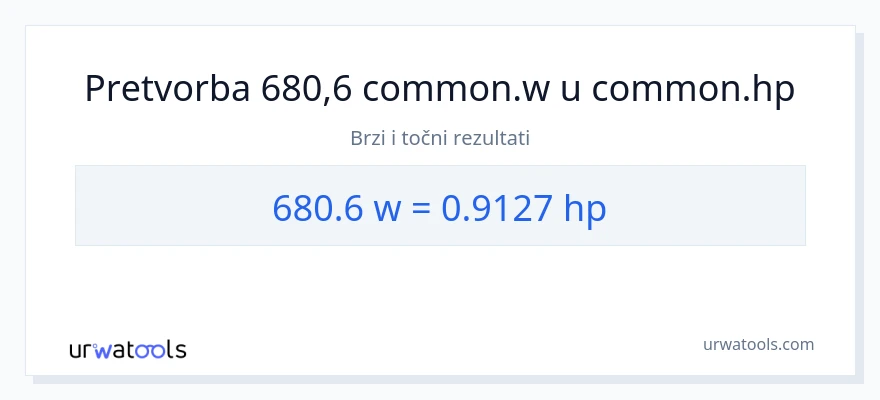 Konverzija od vati do konjske snage: 680.6