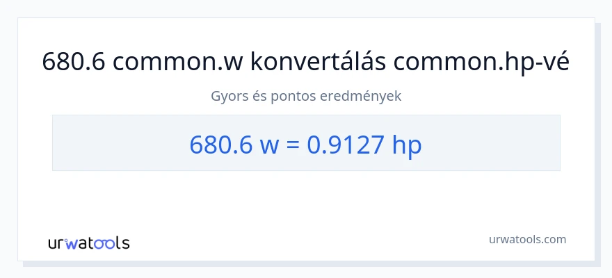 680.6 watt - lóerő konverzió