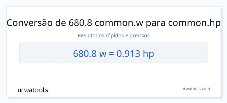 Conversão de 680.8 watts para cavalos de potência