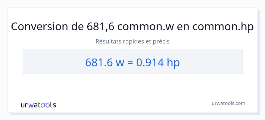 Conversion 681.6 watts vers chevaux-vapeur