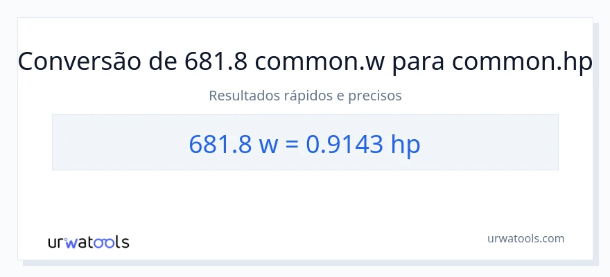 Conversão de 681.8 watts para cavalos de potência