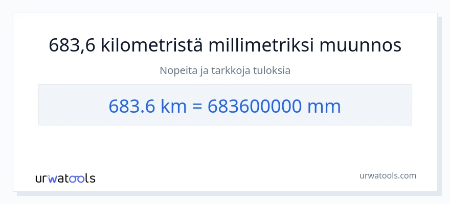 683.6 kilometrejä - millimetrit muunnos